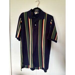 Vintage Duckster Striped Polo Shirt Golf Rugby Classic Fit Academia Sz L 90s Y2K
